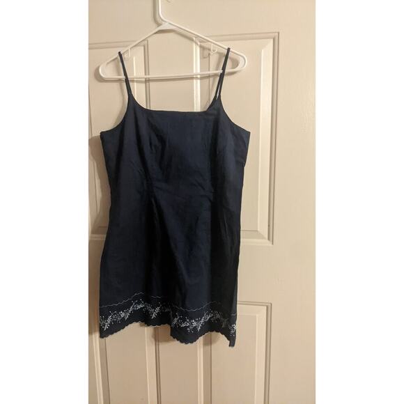 American Eagle Outfitters Vintage Tank Dress, Navy Blue, Size 10, Embroidered - Picture 2 of 9